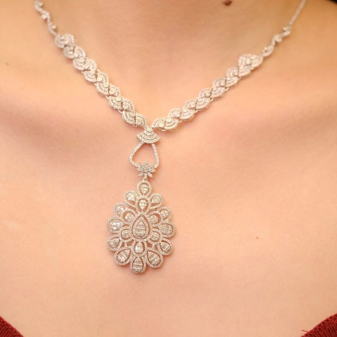 14k Gold 4.74 Ct Natural H Diamond Necklace - 4