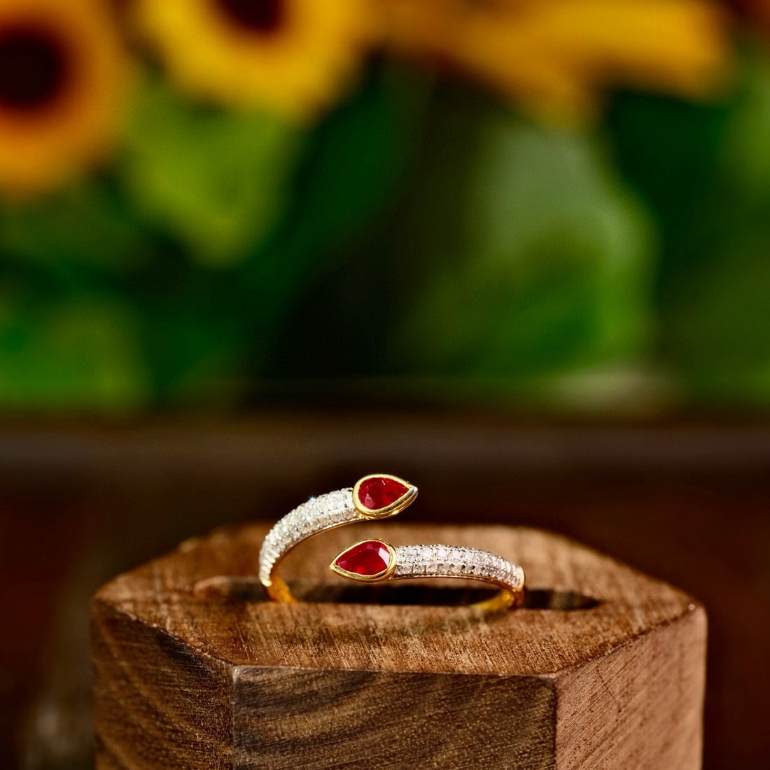 14k Gold 0.54 Ct Natural Ruby & Diamond Ring - 6