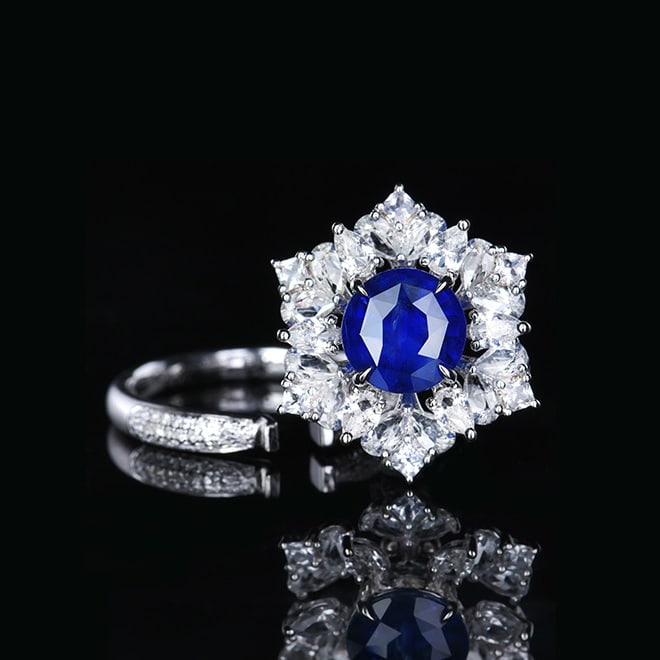 14k Gold 2.98 Ctw Natural Sapphire & Diamond Ring/pendant( Without Chain ): Ref:230984099 // gold content:14k gold // ring size:7. 25us // // main gemstone:sapphire // shape:round // carat weight:2. 81ct // color:blue // treatment:natural // cut grade:g // // adjacent