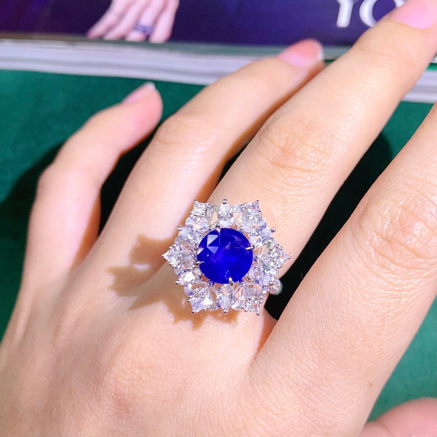 14k Gold 2.98 Ctw Natural Sapphire & Diamond Ring/pendant( Without Chain ) - 2