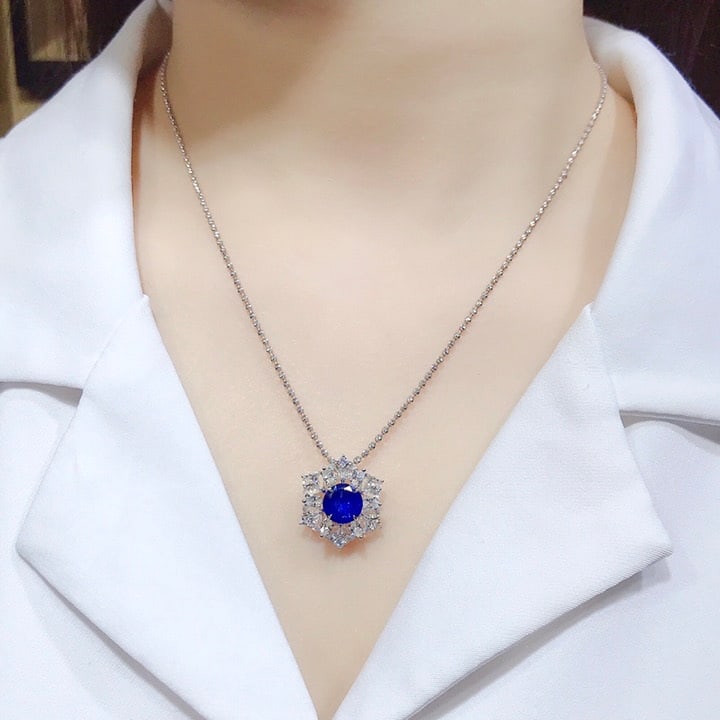 14k Gold 2.98 Ctw Natural Sapphire & Diamond Ring/pendant( Without Chain ) - 3