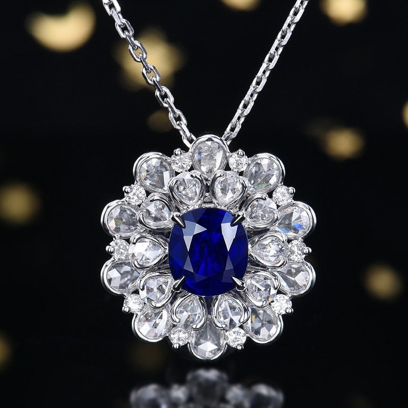 14k Gold 3.22 Ctw Natural Sapphire & Diamond Ring/pendant( Without Chain ) (1 of 9)