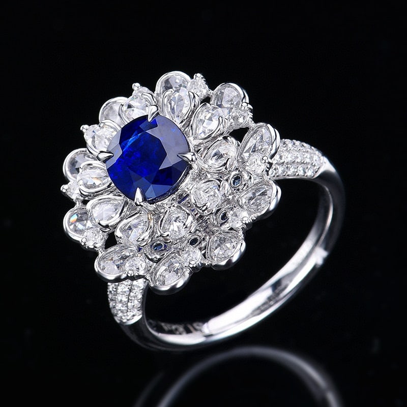 14k Gold 3.22 Ctw Natural Sapphire & Diamond Ring/pendant( Without Chain ) - 2