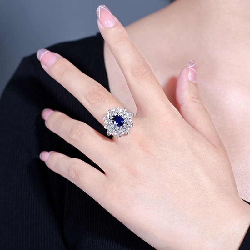 14k Gold 3.22 Ctw Natural Sapphire & Diamond Ring/pendant( Without Chain ) - 3
