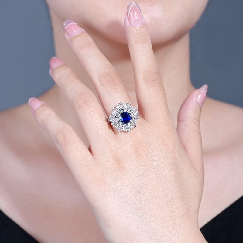 14k Gold 3.22 Ctw Natural Sapphire & Diamond Ring/pendant( Without Chain ) - 5