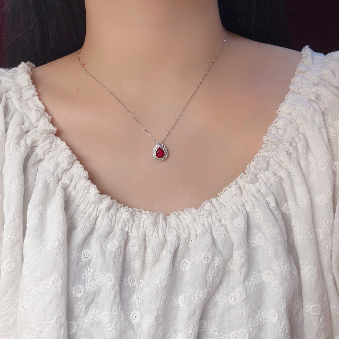 14k Gold 1.24 Ctw Natural Ruby & Diamond Pendant( Without Chain ) - 4