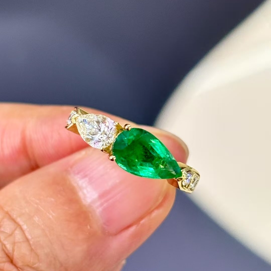14k Gold 1.95 Ctw Vivid Green Natural Emerald & Diamond Ring - 7