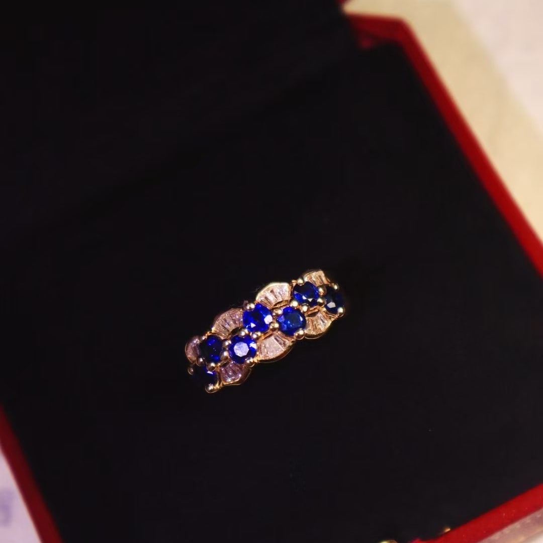 14k Gold 2.02 Ctw Natural Sapphire & Diamond Ring - 2