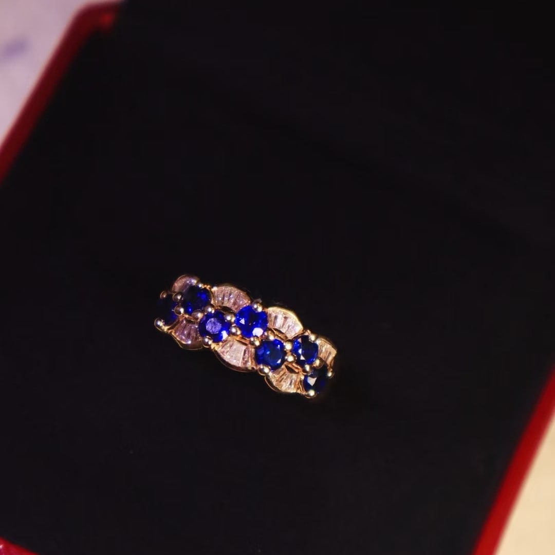 14k Gold 2.02 Ctw Natural Sapphire & Diamond Ring - 3