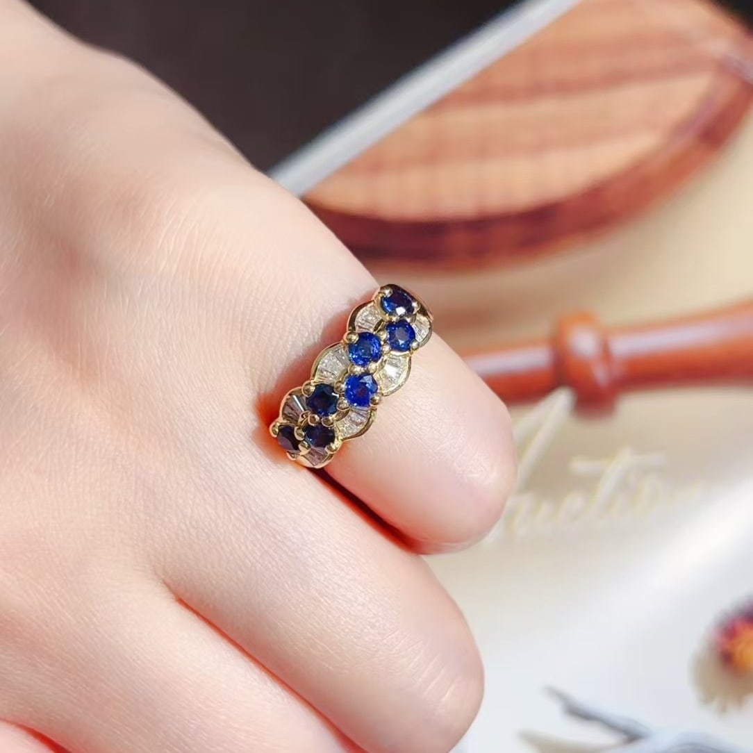 14k Gold 2.02 Ctw Natural Sapphire & Diamond Ring - 4