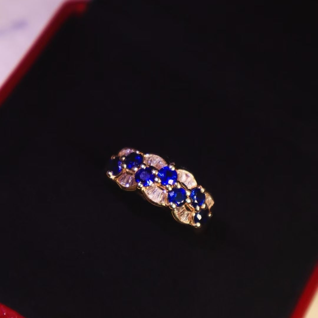 14k Gold 2.02 Ctw Natural Sapphire & Diamond Ring - 5