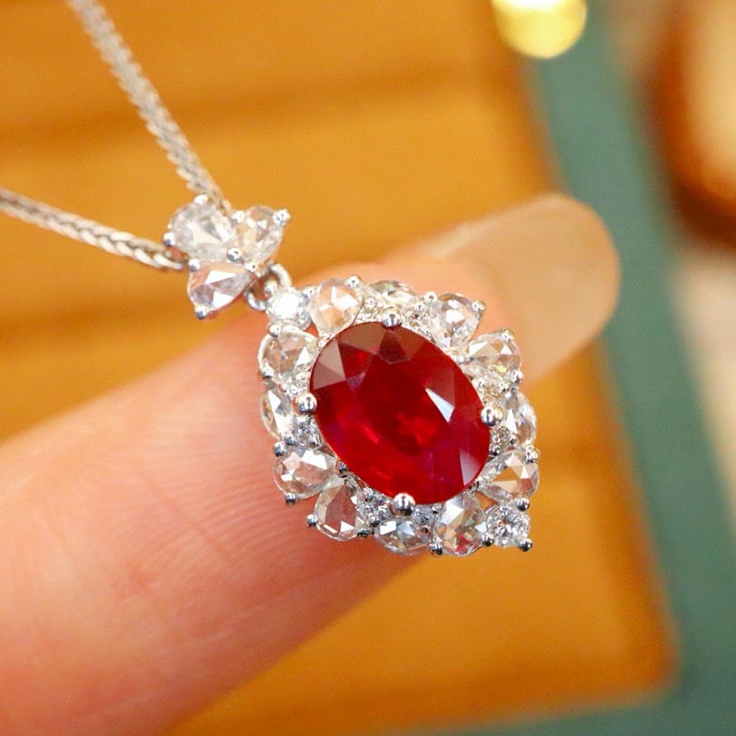 14k Gold 1.39 Ctw Natural Ruby & Diamond Pendant( Without Chain ) - 3