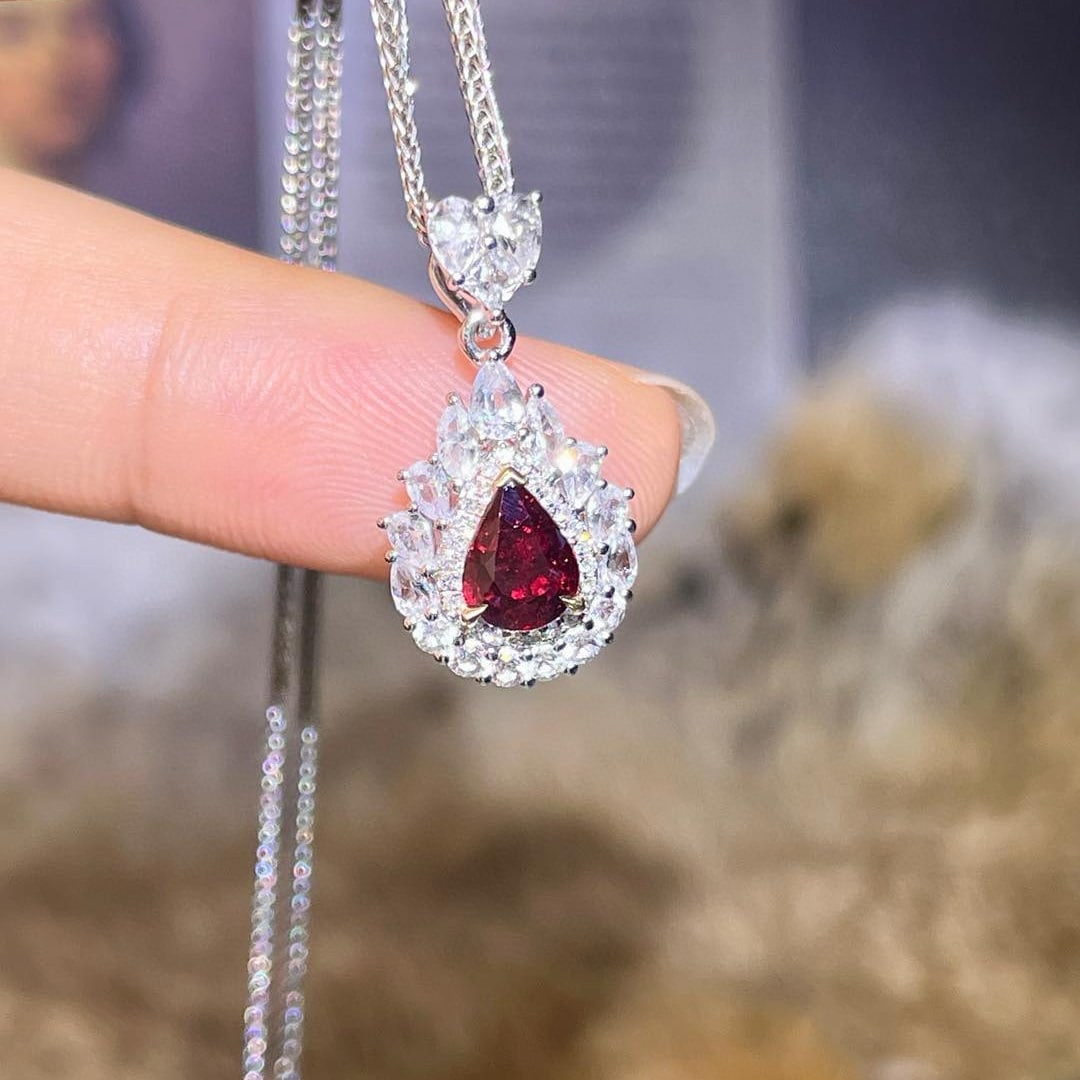 14k Gold 2.19 Ctw Natural Ruby & Diamond Jewelry Set - 4