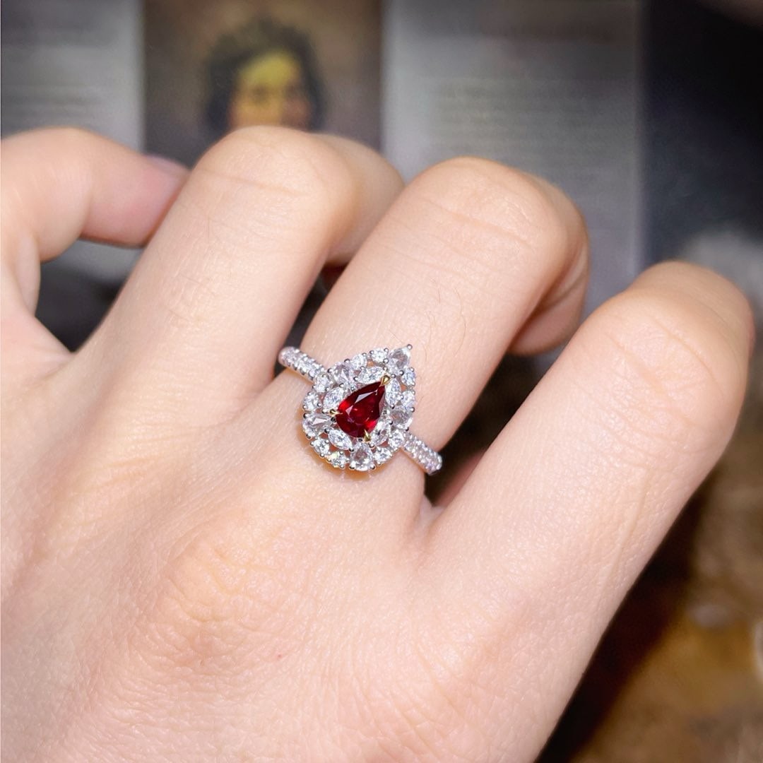 14k Gold 2.19 Ctw Natural Ruby & Diamond Jewelry Set - 5