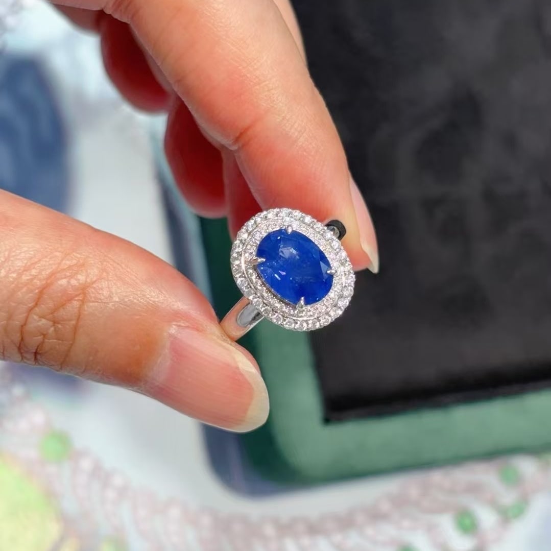 14k Gold 3.44 Ctw Natural Sapphire & Diamond Ring - 4