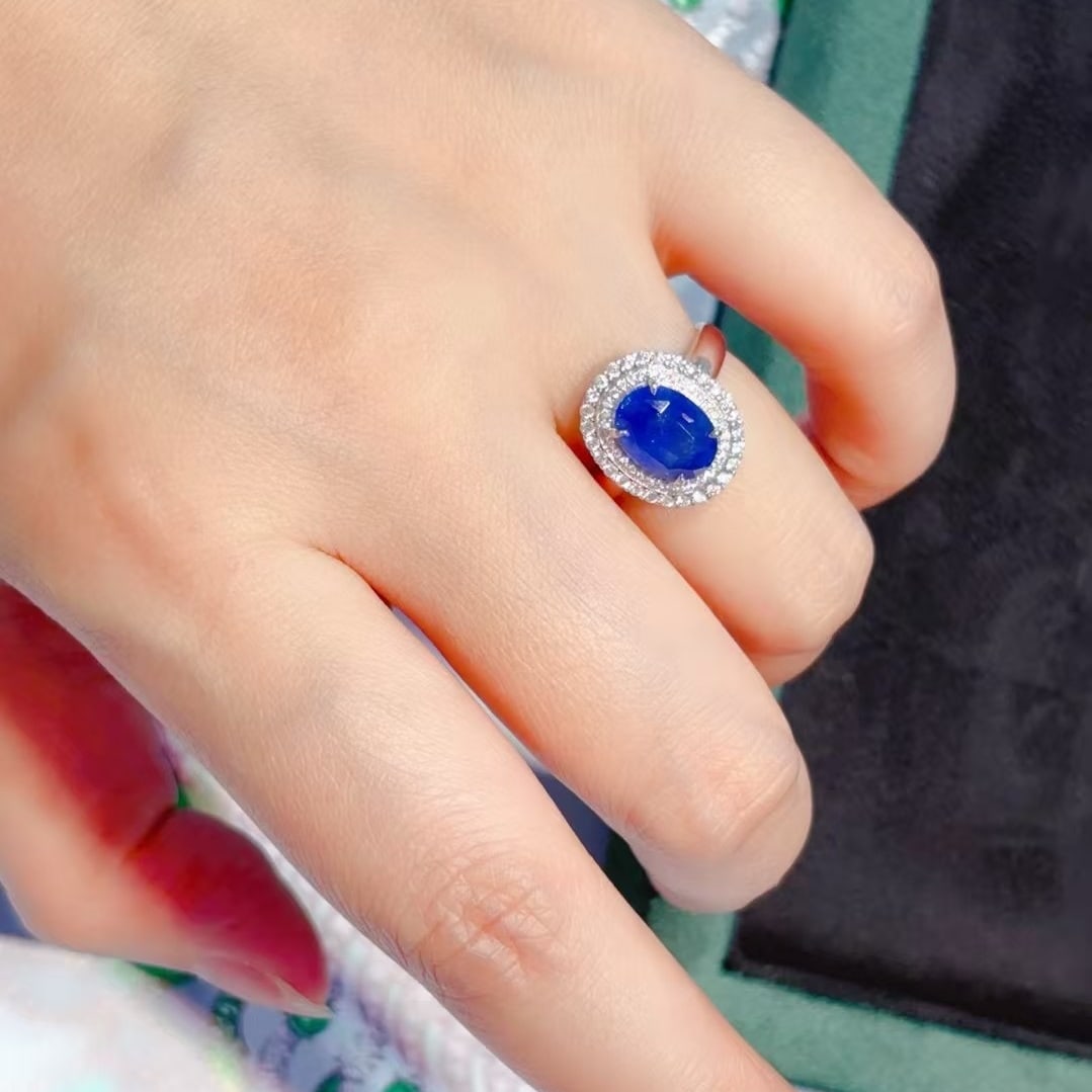 14k Gold 3.44 Ctw Natural Sapphire & Diamond Ring - 5