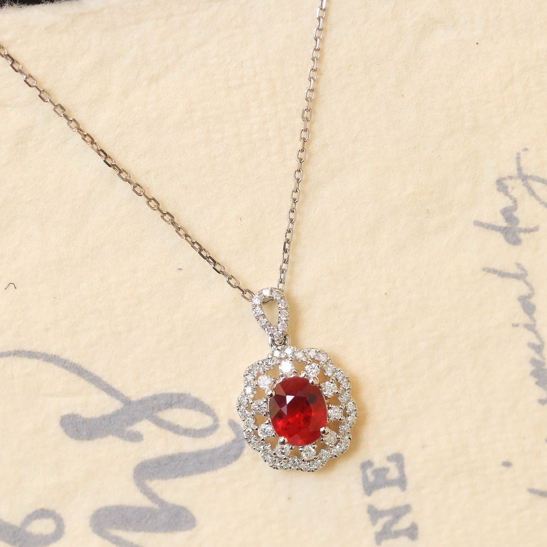 14k Gold 1.07 Ctw Natural Ruby & Diamond Pendant( Without Chain ): Ref:230984135 // gold content:14k gold // main gemstone:ruby // shape:oval // carat weight:0. 85ct // color:pigeonblood red // treatment:natural // // adjacent gemstone 2 : diamond // shape:round // c
