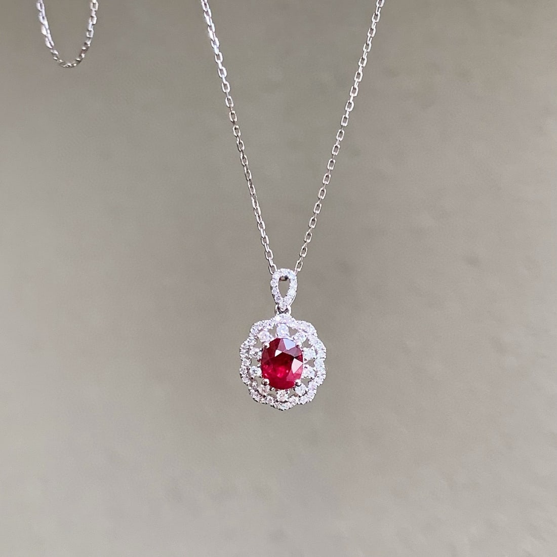 14k Gold 1.07 Ctw Natural Ruby & Diamond Pendant( Without Chain ) - 5