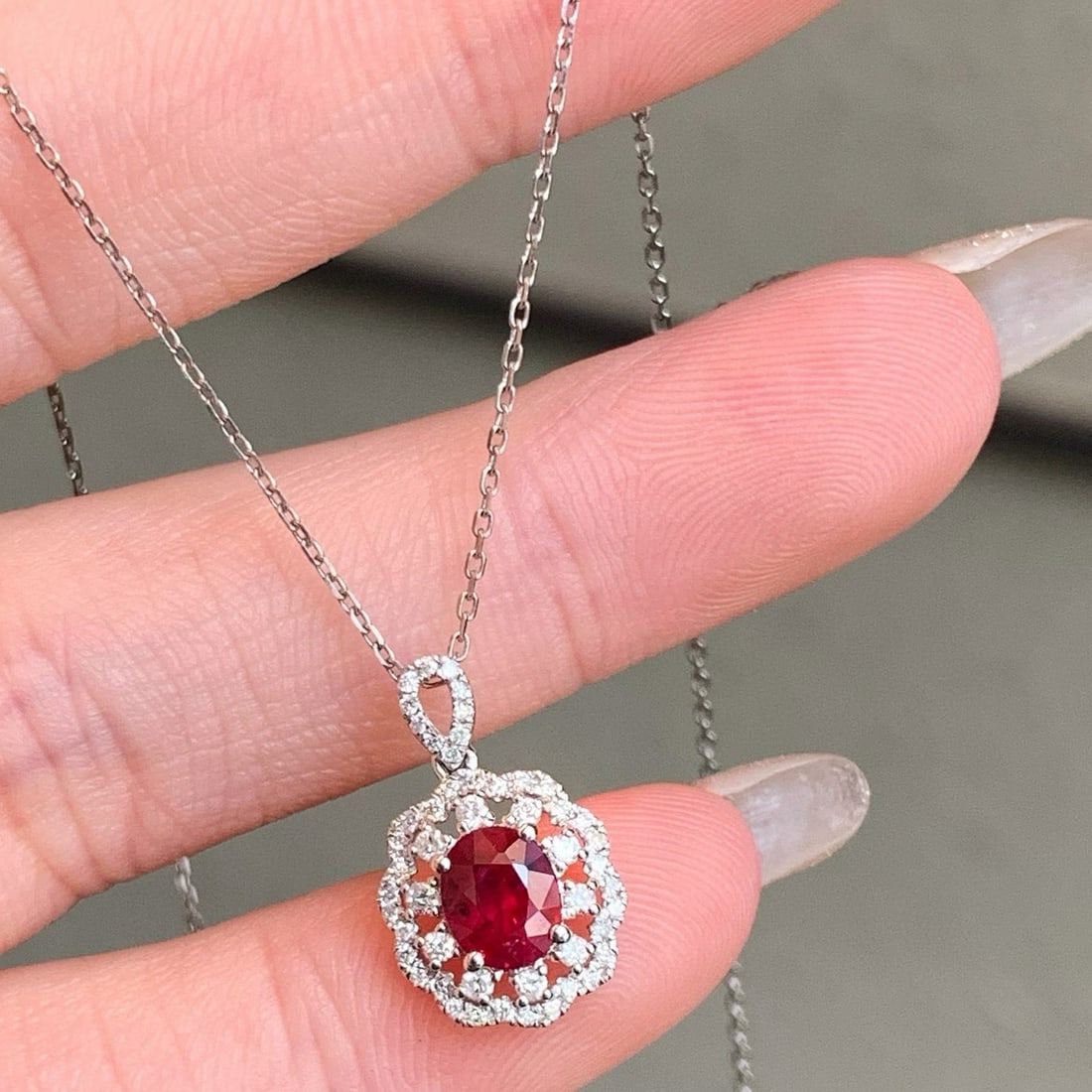 14k Gold 1.07 Ctw Natural Ruby & Diamond Pendant( Without Chain ) - 6