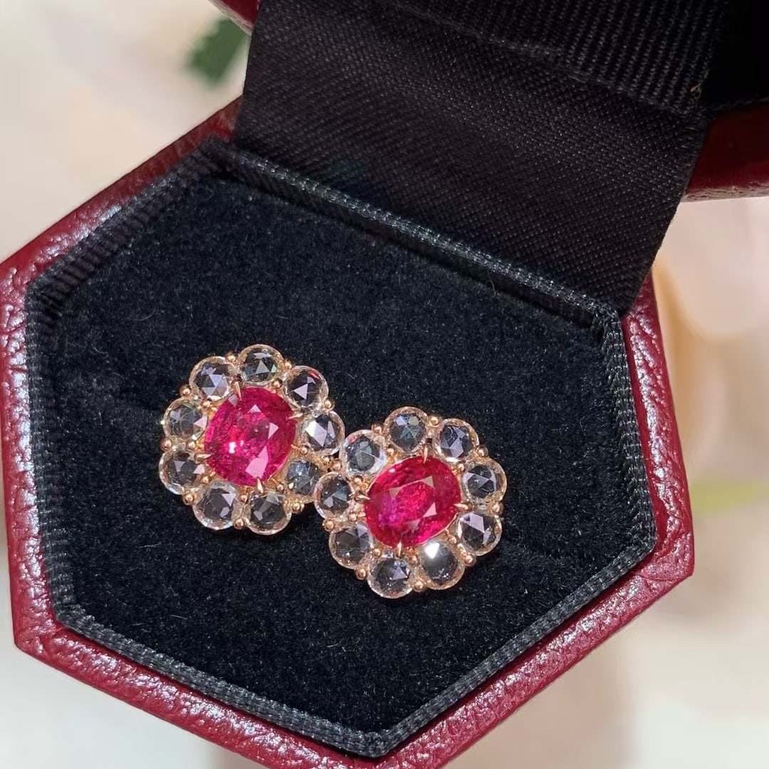 14k Gold 3.72 Ctw Natural Ruby & Sapphire Earrings - 3