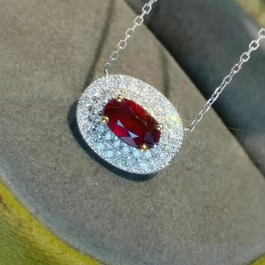 14k Gold 1.30 Ctw Natural Ruby & Diamond Necklace - 2