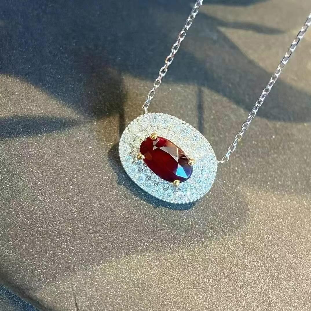 14k Gold 1.30 Ctw Natural Ruby & Diamond Necklace - 3