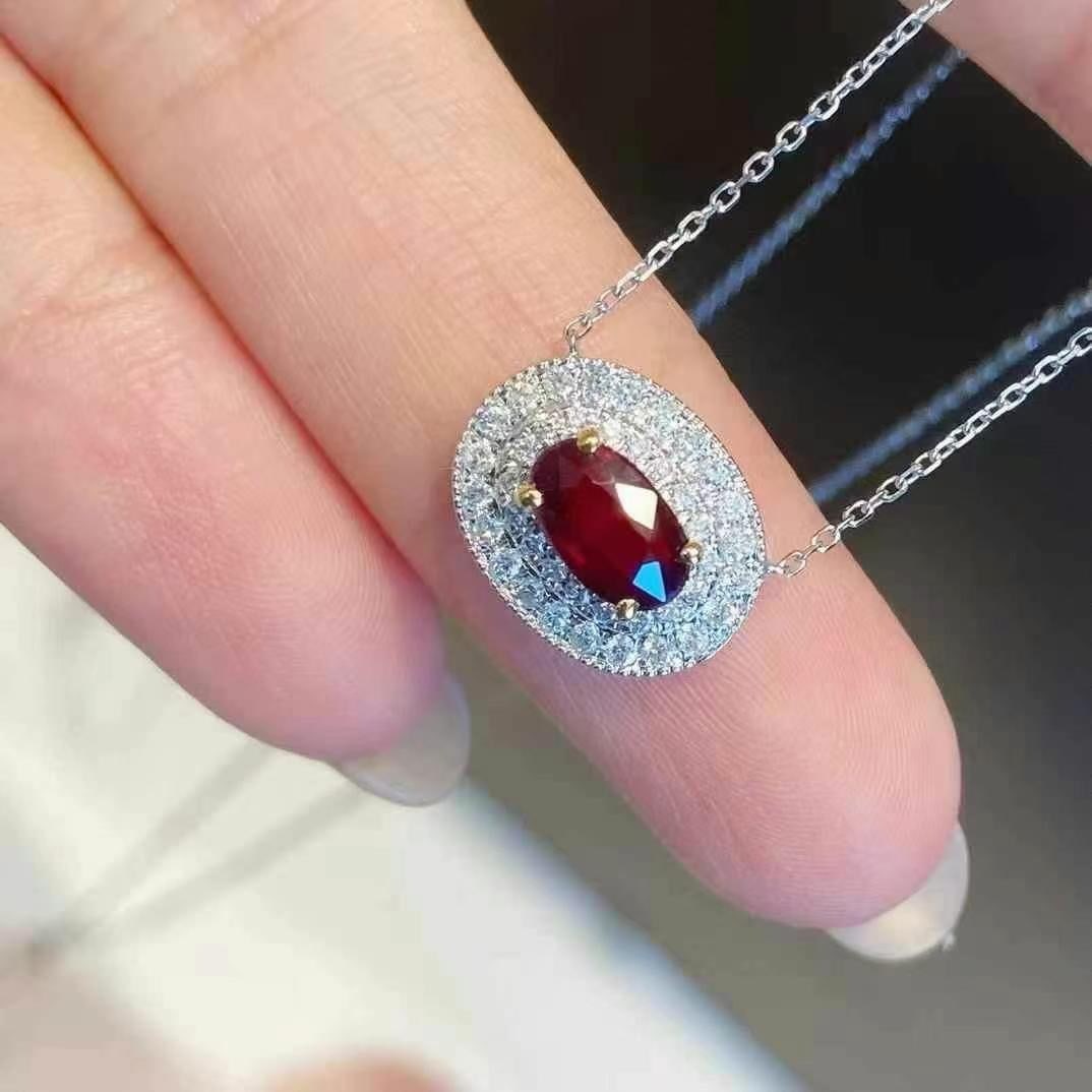 14k Gold 1.30 Ctw Natural Ruby & Diamond Necklace - 4