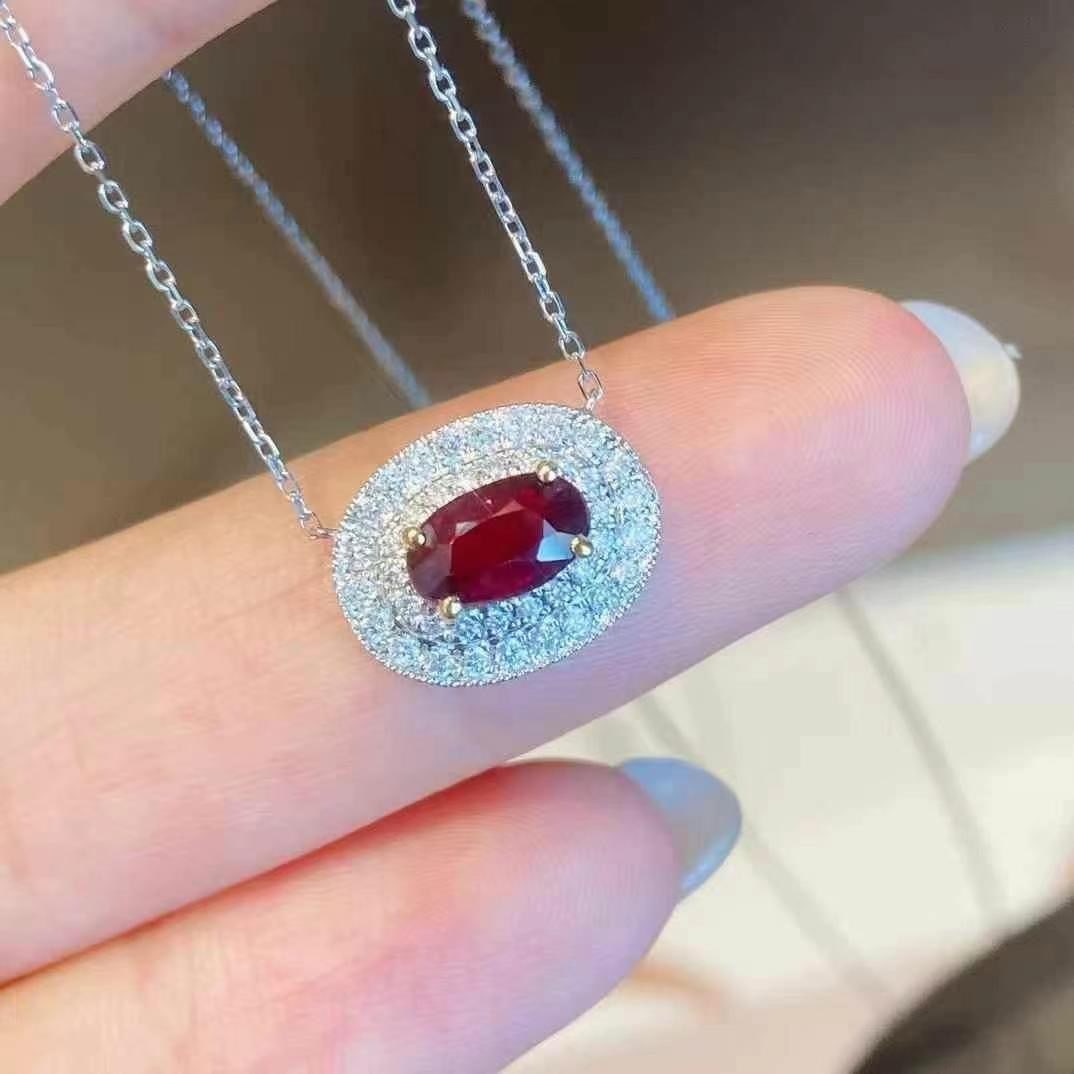 14k Gold 1.30 Ctw Natural Ruby & Diamond Necklace - 5
