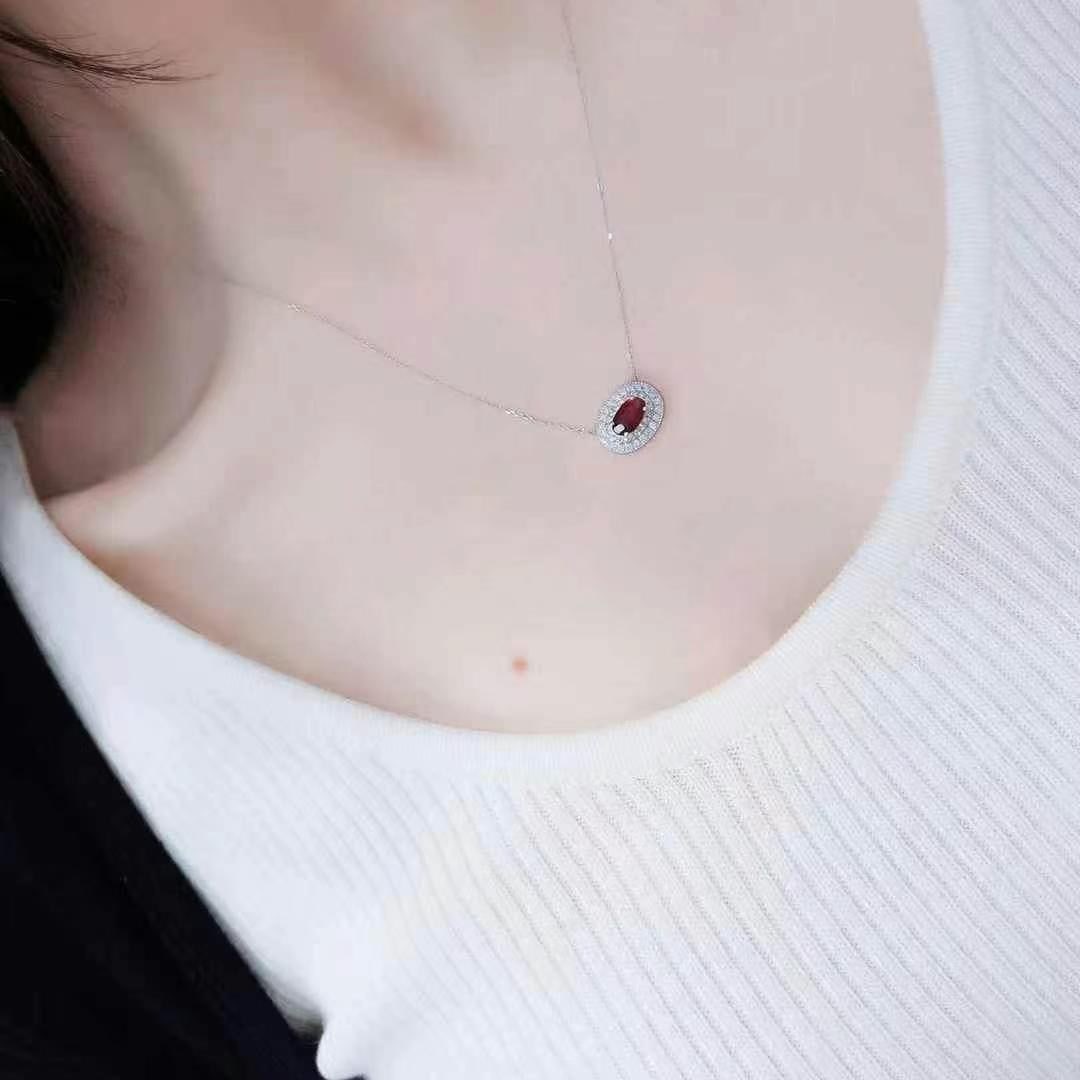 14k Gold 1.30 Ctw Natural Ruby & Diamond Necklace - 6