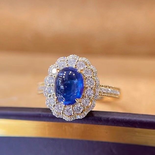 14k Gold 2.97 Ctw Natural Sapphire & Diamond Ring - 3