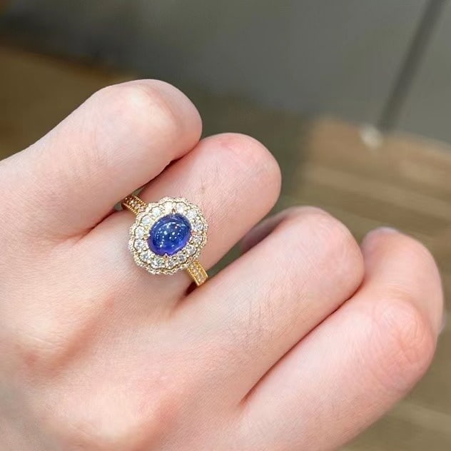 14k Gold 2.97 Ctw Natural Sapphire & Diamond Ring - 4