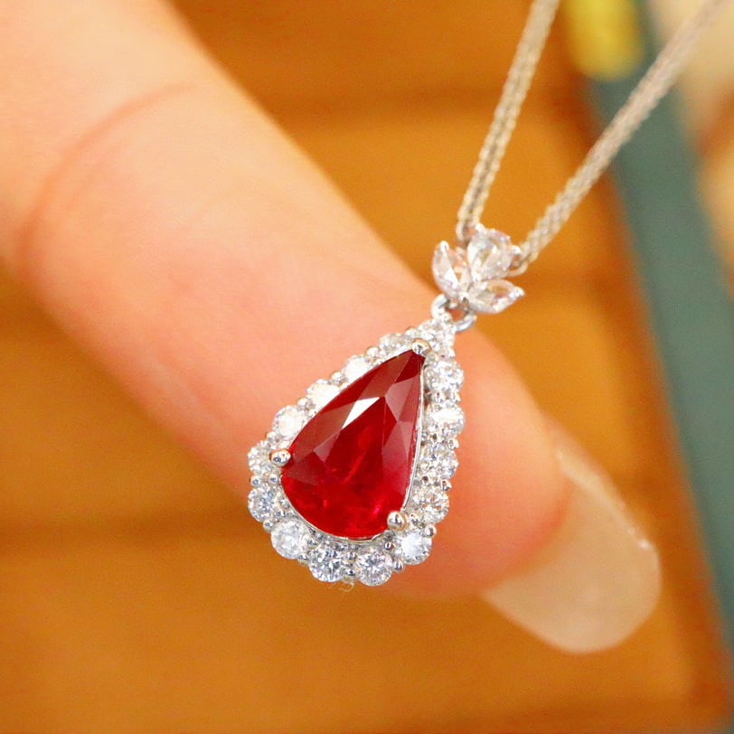 14k Gold 1.27 Ctw Natural Ruby & Diamond Pendant( Without Chain ) - 2