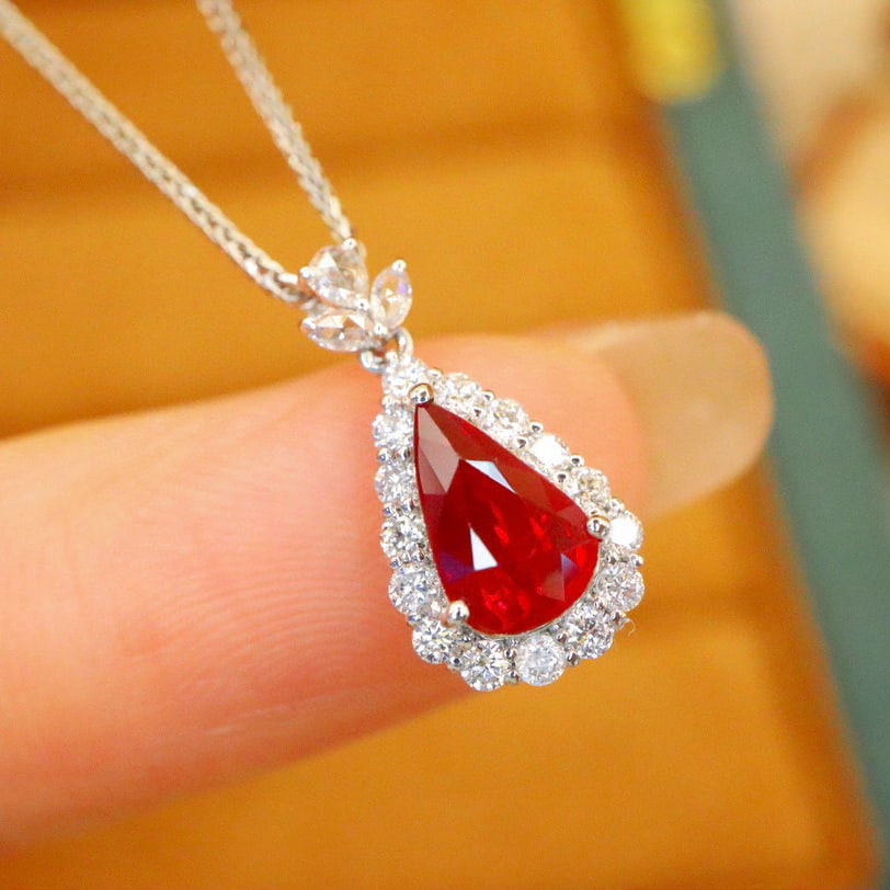 14k Gold 1.27 Ctw Natural Ruby & Diamond Pendant( Without Chain ) - 3
