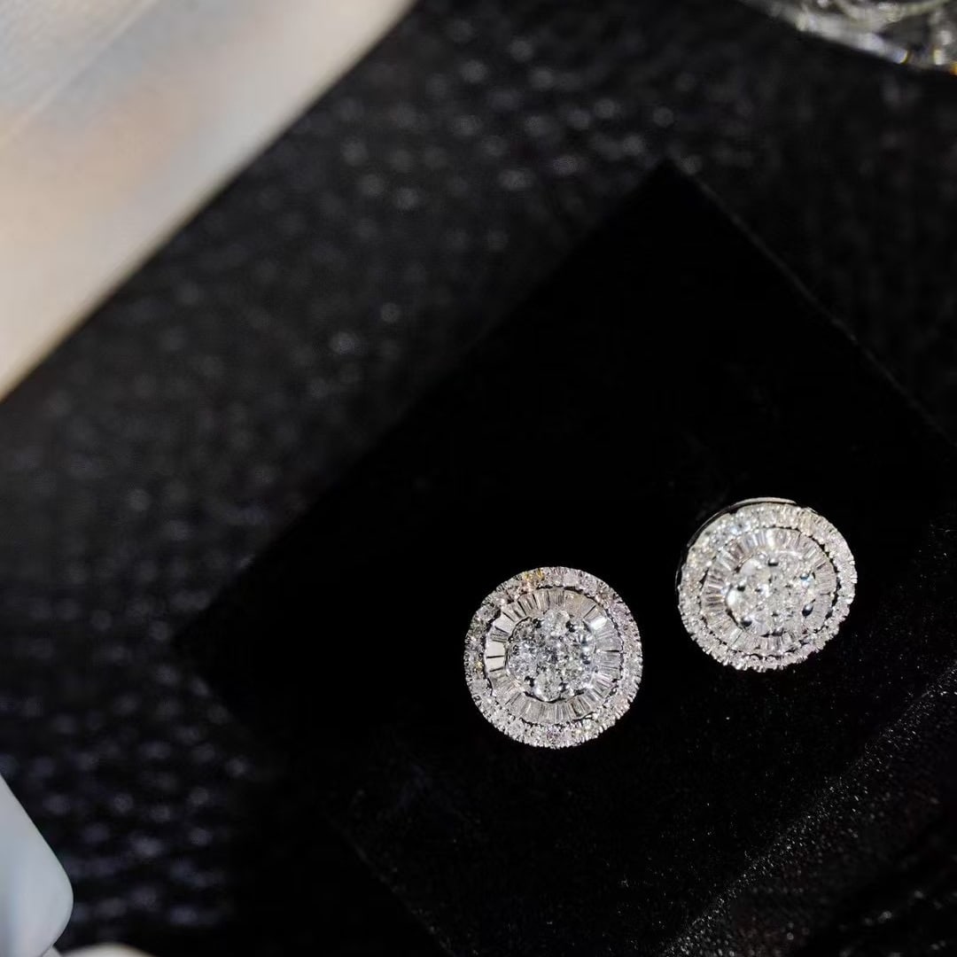 14k Gold 0.9 Ct Natural H Diamond Earrings - 3