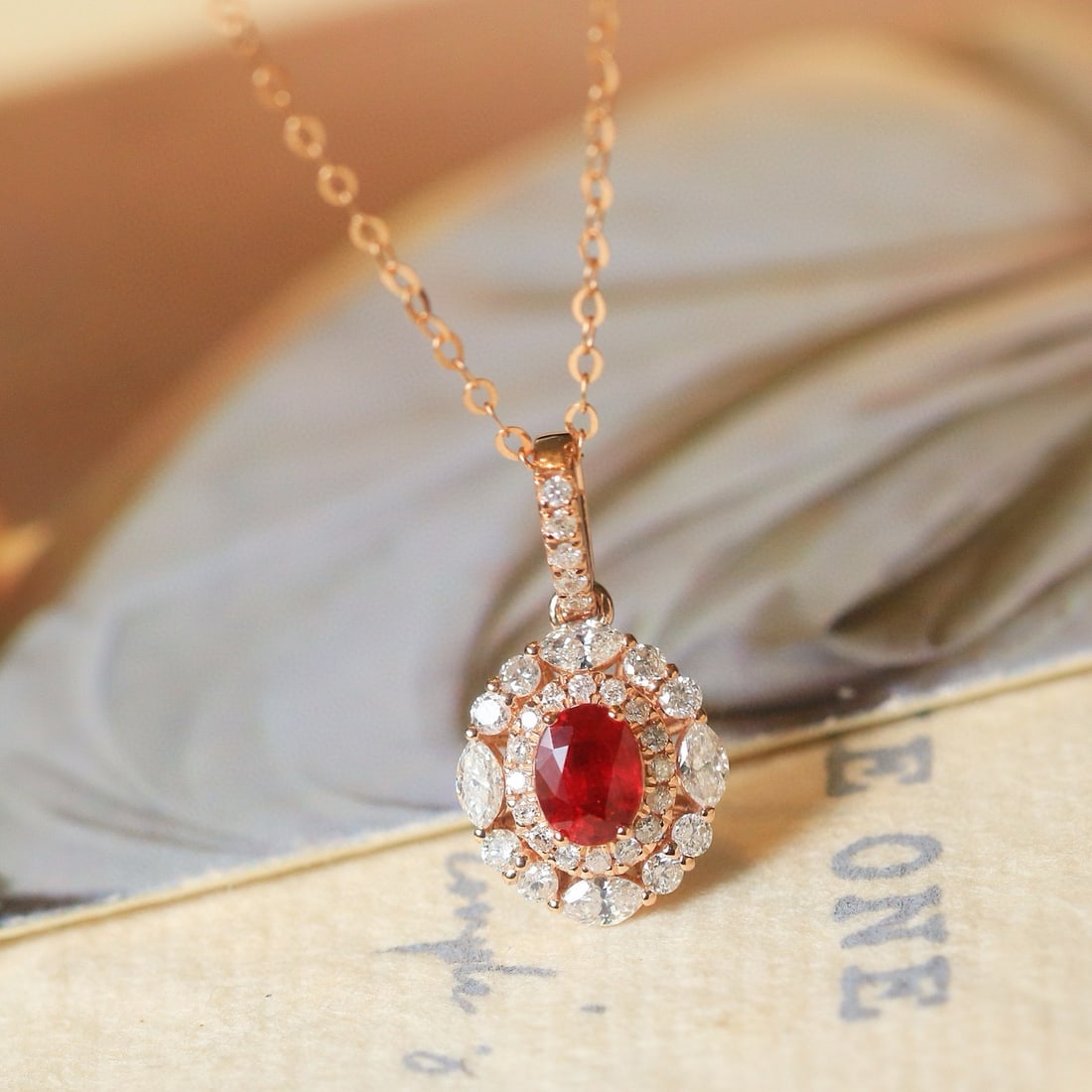 14k Gold 0.82 Ctw Natural Ruby & Diamond Pendant( Without Chain ): Ref:230984158 // gold content:14k gold // main gemstone:ruby // shape:oval // carat weight:0. 4ct // color:pigeonblood red // treatment:natural // // adjacent gemstone 2 : diamond // shape:multiply //
