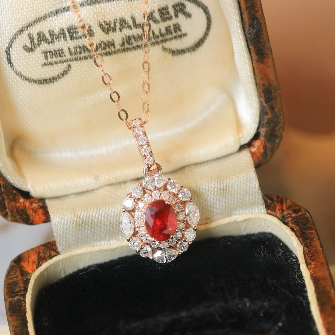 14k Gold 0.82 Ctw Natural Ruby & Diamond Pendant( Without Chain ) - 3