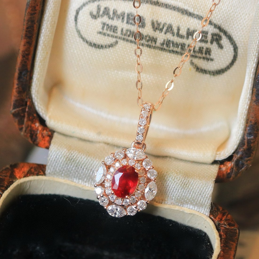 14k Gold 0.82 Ctw Natural Ruby & Diamond Pendant( Without Chain ) - 4