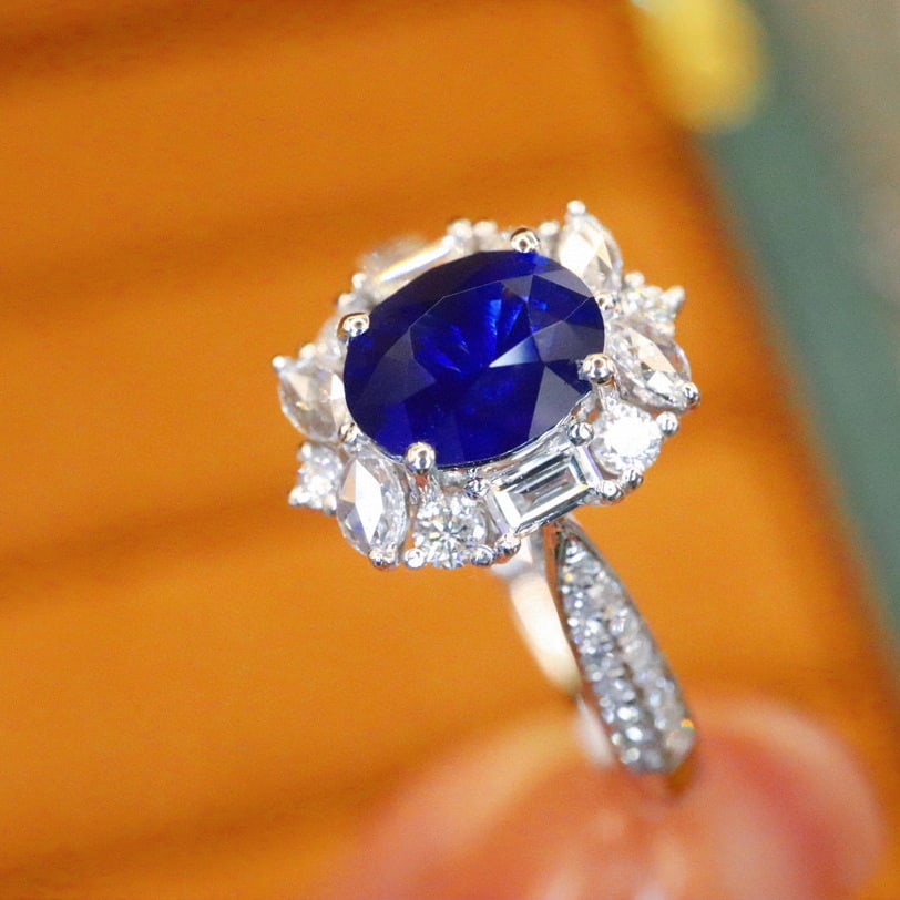 14k Gold 1.50 Ctw Natural Sapphire & Diamond Ring - 3