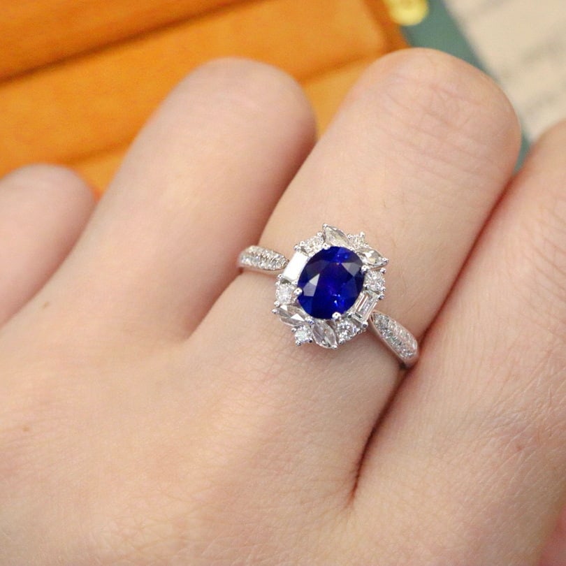 14k Gold 1.50 Ctw Natural Sapphire & Diamond Ring - 5