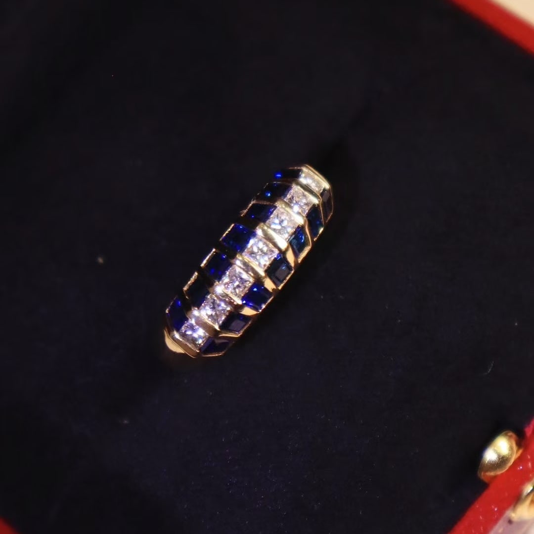 14k Gold 2.22 Ctw Natural Sapphire & Diamond Ring - 4