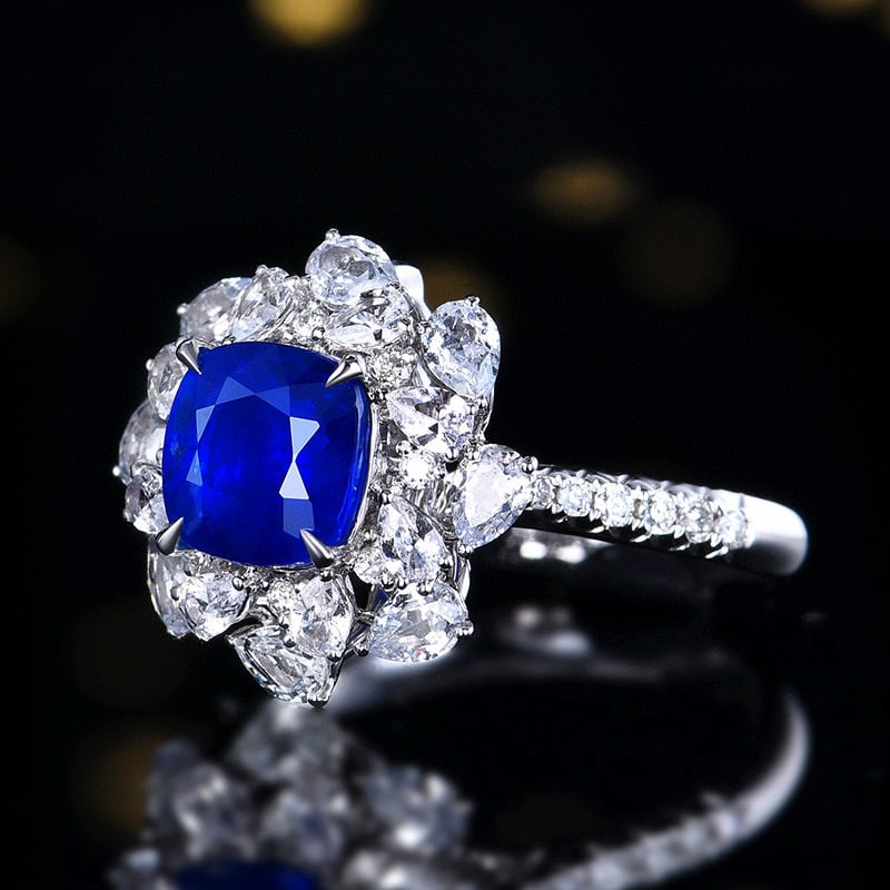 14k Gold 2.94 Ctw Natural Sapphire & Diamond Ring/pendant( Without Chain ) - 2