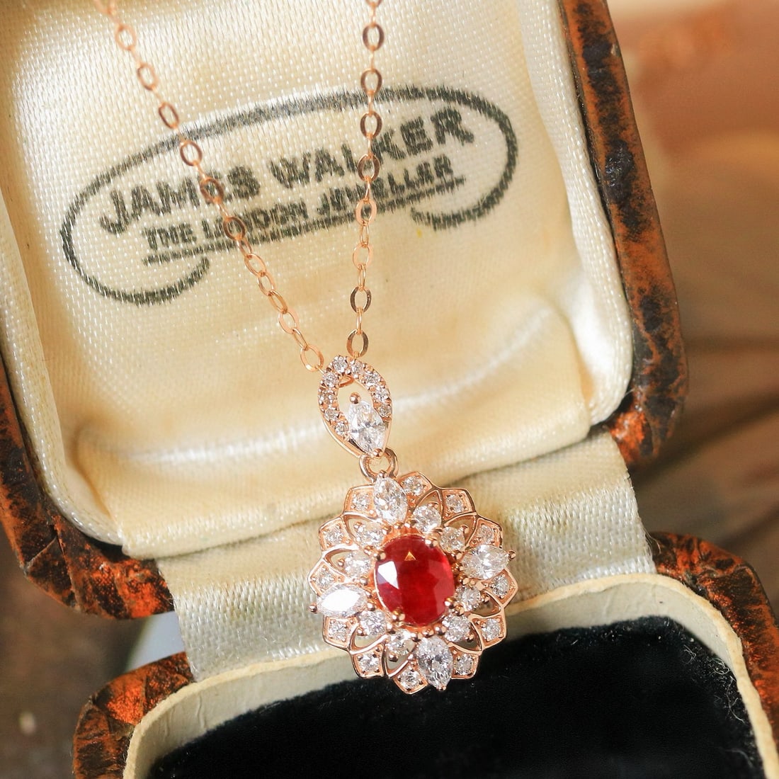 14k Gold 0.85 Ctw Natural Ruby & Diamond Pendant( Without Chain ) - 4