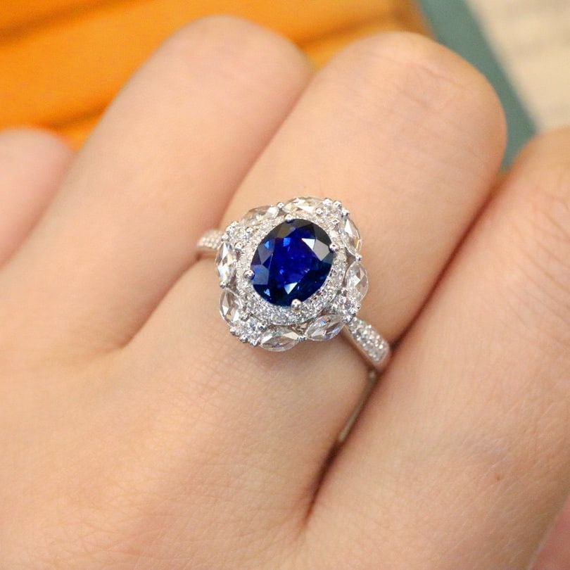 14k Gold 1.51 Ctw Natural Sapphire & Diamond Ring - 5
