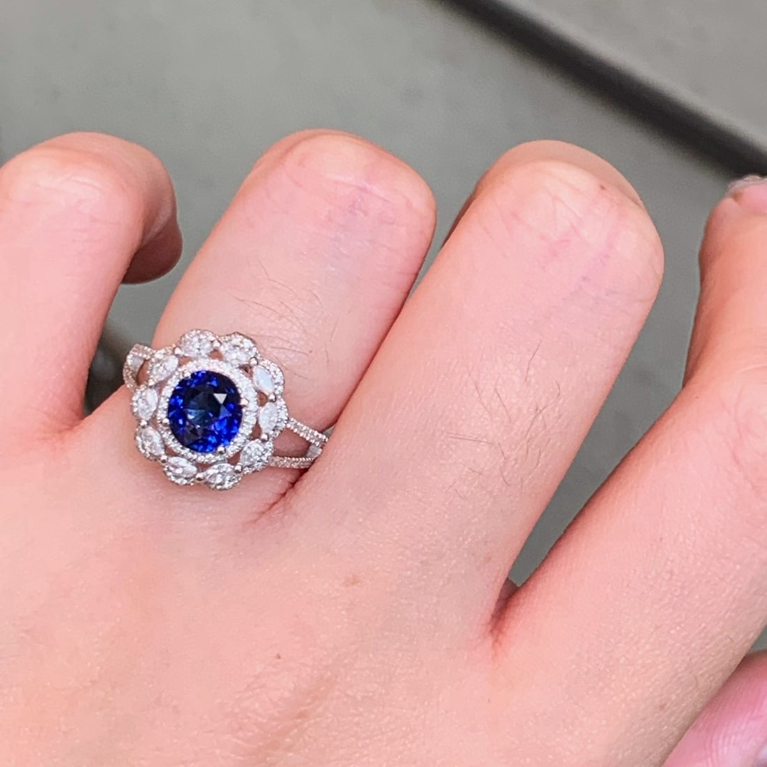 14k Gold 2.57 Ctw Natural Sapphire & Diamond Ring/pendant( Without Chain ) - 2