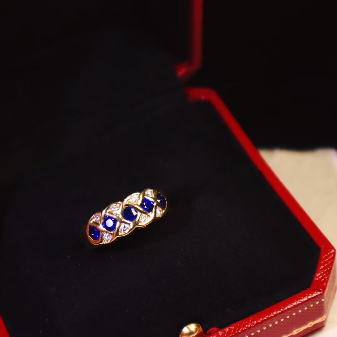 14k Gold 0.88 Ctw Natural Sapphire & Diamond Ring - 2