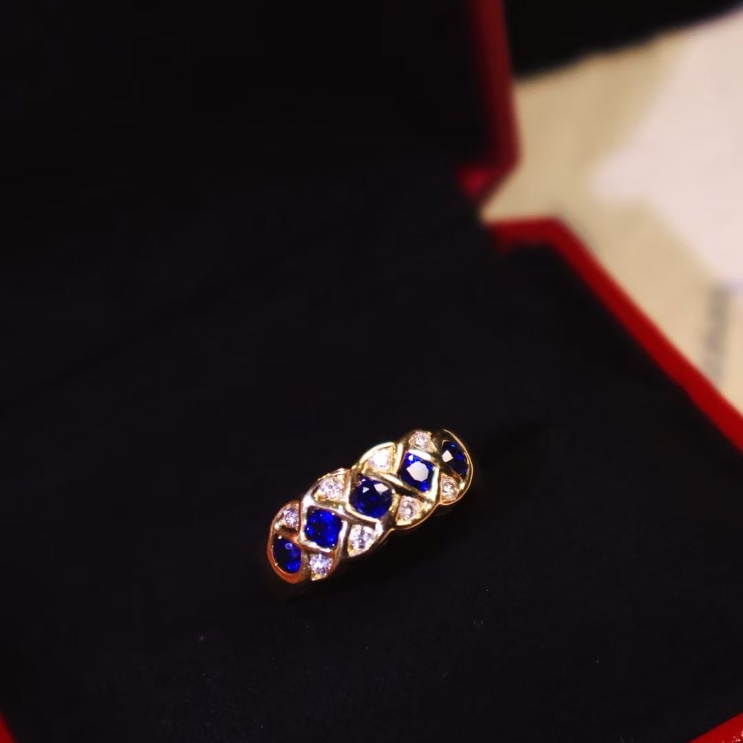 14k Gold 0.88 Ctw Natural Sapphire & Diamond Ring - 3