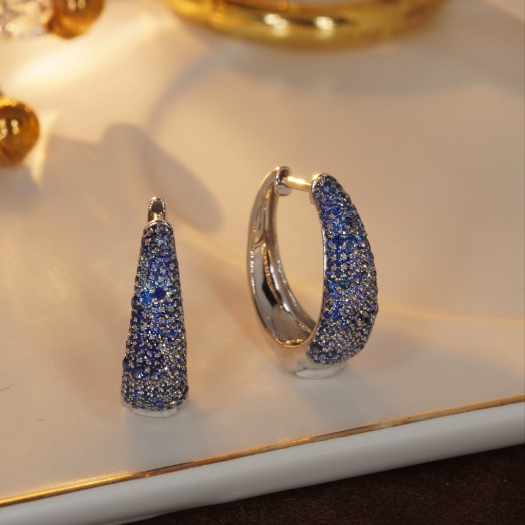 14k Gold 2.0 Ct Natural Sapphire Earrings - 4