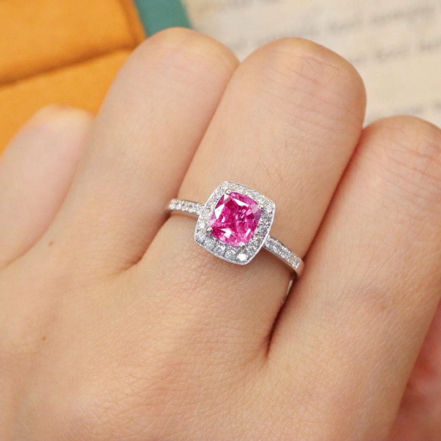 14k Gold 1.50 Ctw Natural Padparadscha Sapphire & Diamond Ring - 5