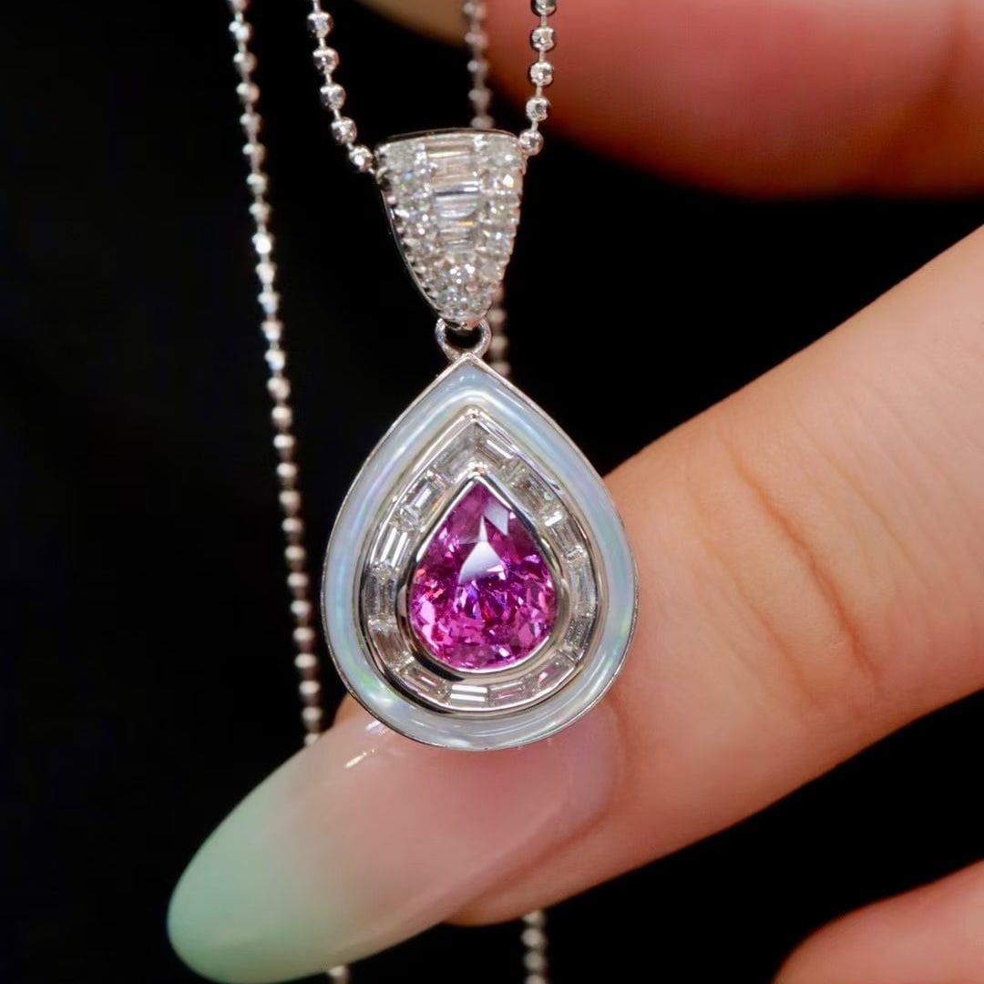 14k Gold 1.60 Ctw Natural Sapphire & Diamond Pendant( Without Chain ) - 4