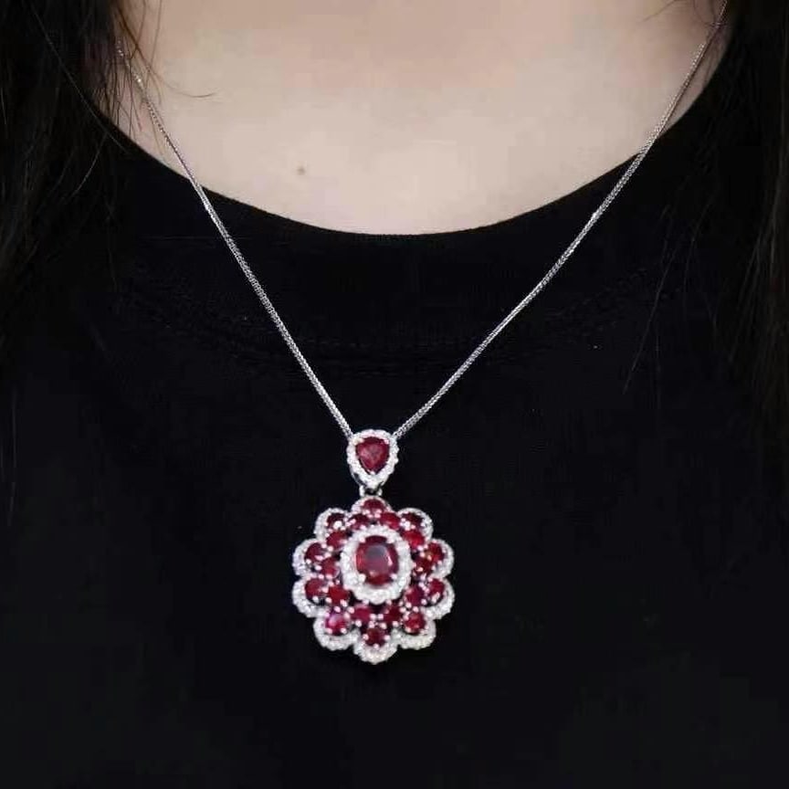 14k Gold 3.60 Ctw Natural Ruby & Diamond Pendant( Without Chain ) - 4